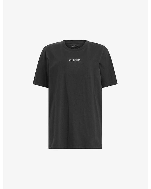 AllSaints Black Fortuna Graphic-print Relaxed-fit Organic-cotton T-shirt