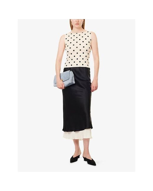 Reformation Black Marcia Silk Midi Skirt