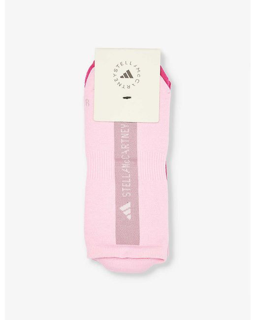 Adidas By Stella McCartney Pink Branded Pack Of Two Stretch-recycled Nylon Sock