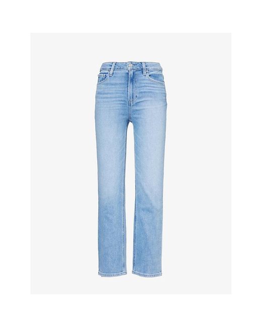 PAIGE Blue Cindy Cropped Straight-leg High-rise Denim-blend Jeans