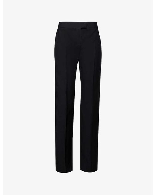 Alexander McQueen Blue Pressed-crease Buttoned-pocket Regular-fit Straight-leg Wool Trousers