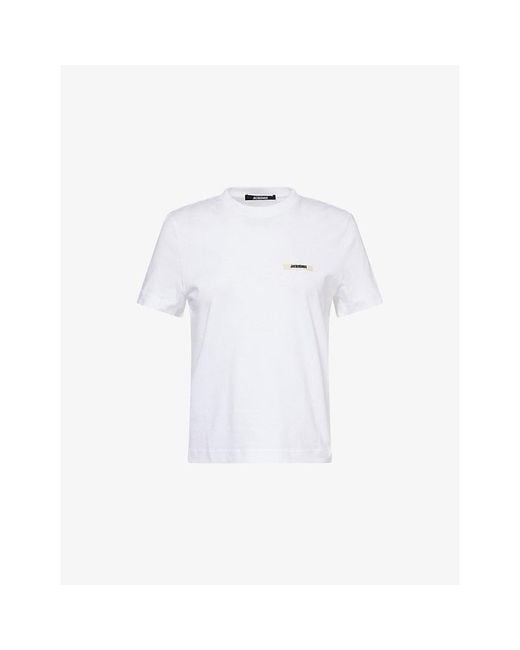 Jacquemus White Le T-Shirt Grosgrain-Logo Cotton-Jersey T-Shirt