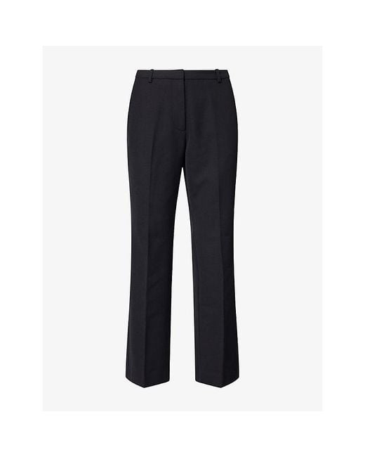 Anine Bing Blue Thomas Straight-Leg Wool-Blend Trousers
