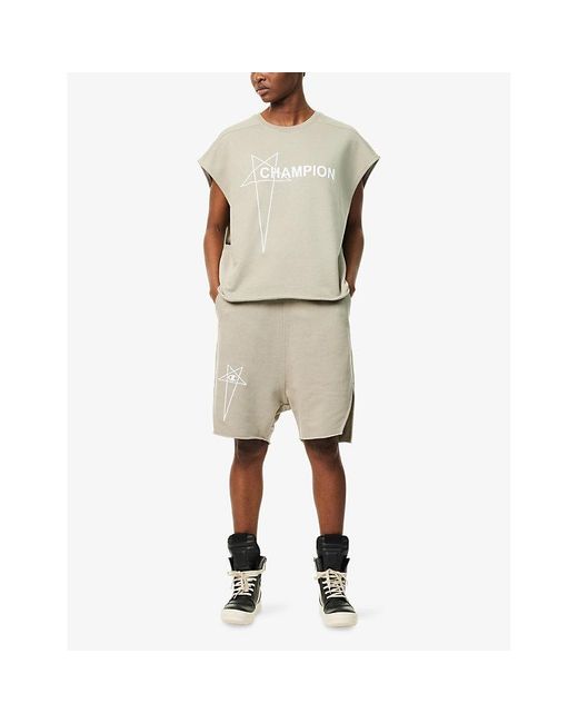 Rick Owens Natural X Champion Tatlin Logo-Embroidery Cotton-Jersey Sweatshirt