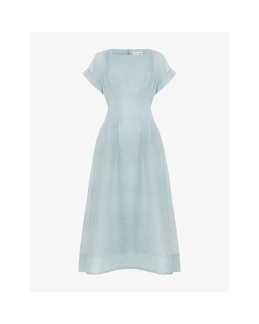 Phase Eight Blue Laya Textured Woven Midi Dress