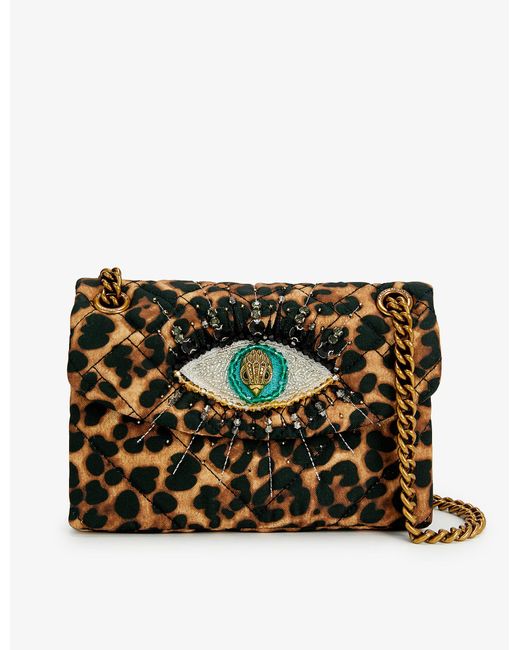 Kurt Geiger Brown Mini Kensington Embellished Eye Leopard-print Shoulder Bag