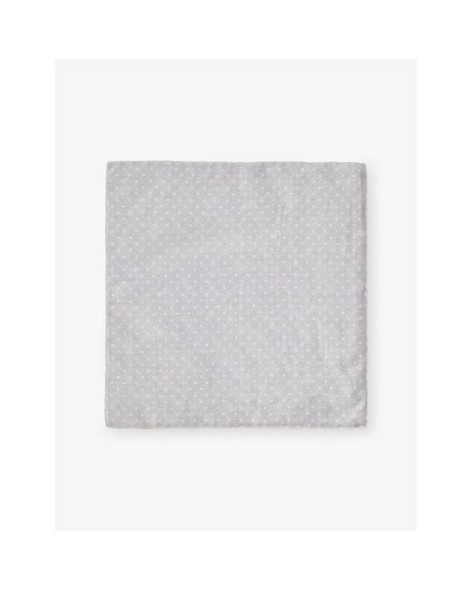 Eleventy White Polka-Dot Cotton And Wool Pocket Square for men