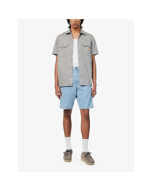 Carhartt Blue High-rise Branded-patch Denim Shorts for men