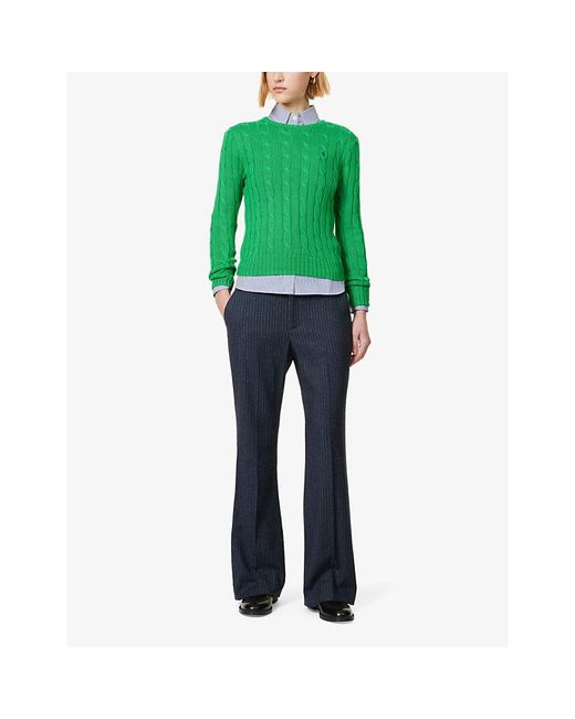 Polo Ralph Lauren Green Brand-embroidered Slim-fit Knitted Jumper X