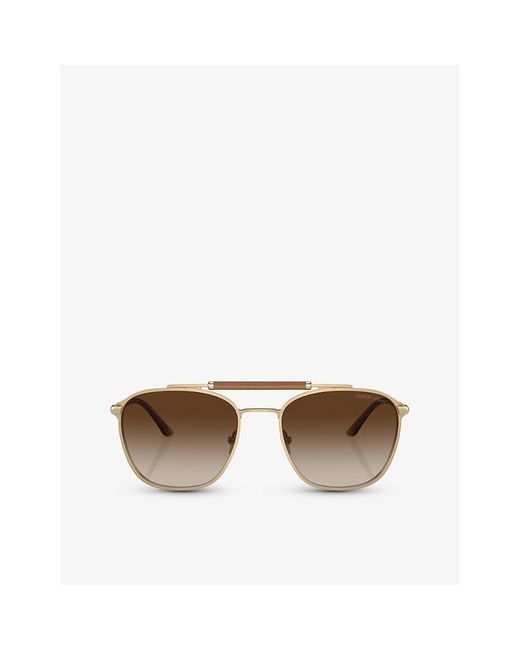 Giorgio Armani Brown Ar6149 Square-frame Metal Sunglasses