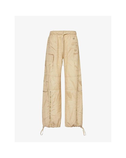 Acne Natural Paginol Linen And Cotton-blend Cargo Trousers