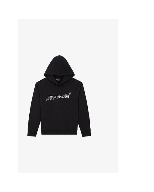The Kooples Black Graphic-Print Rhinestone-Embellished Cotton-Jersey Hoody