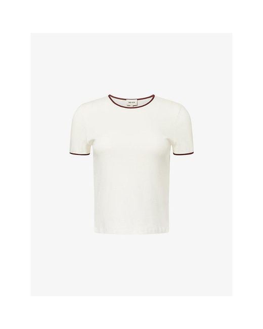ME+EM White Contrast-Trim Slim-Fit Cotton T-Shirt