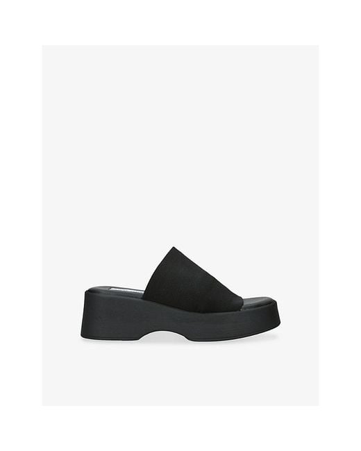 Steve Madden Black Slinky Woven Platform Sandals