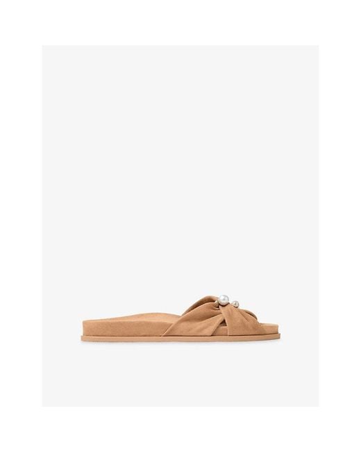 Jimmy Choo Brown Rafi Flat Suede Mules