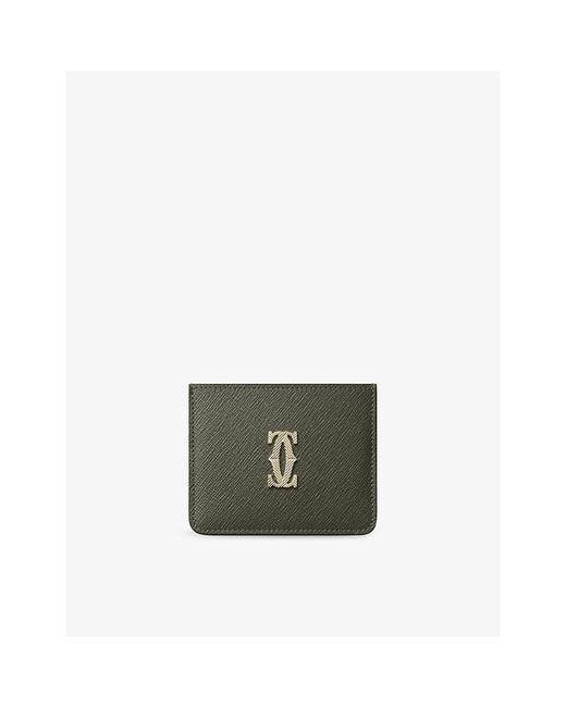 Cartier Green C De Simple Leather Card Holder
