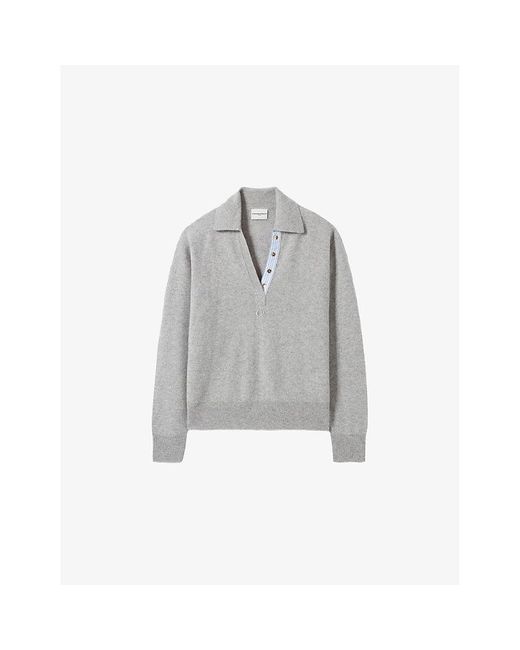 Claudie Pierlot Gray Polo-Collar Wool And Cashmere Jumper