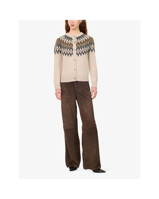 Weekend by Maxmara Natural Jacquard-Knit Alpaca-Blend Cardigan