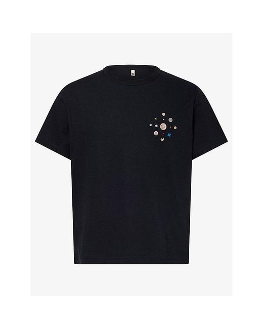 KHOKI Black Bead-Embellished Cotton T-Shirt for men