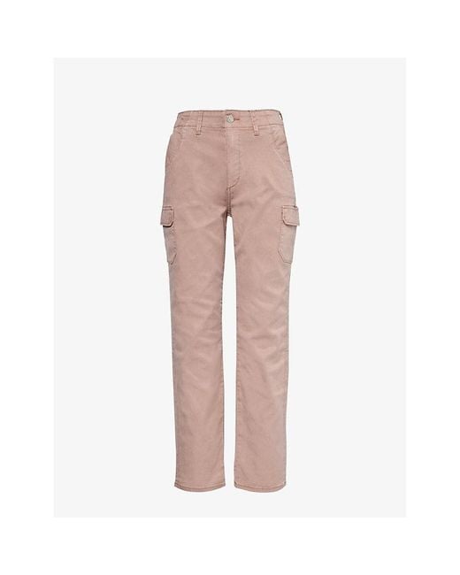 PAIGE Pink Drew Straight-leg High-rise Stretch-woven Trousers