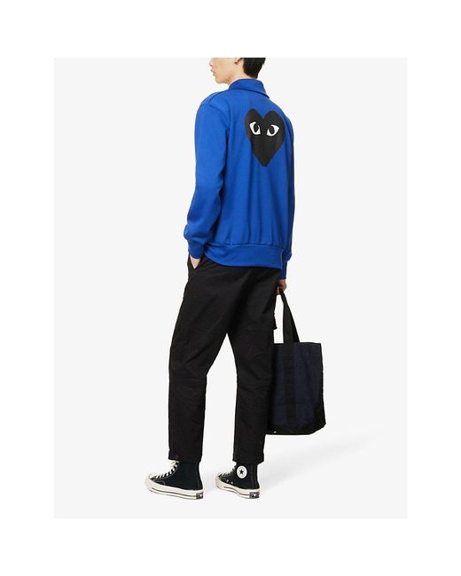 COMME DES GARÇONS PLAY Blue Heart-Appliqué Jersey Jacket for men