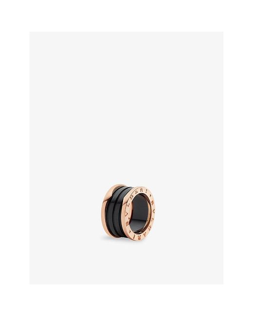 BVLGARI White B.Zero1 Four-Band 18Ct Rose- And Ceramic Ring