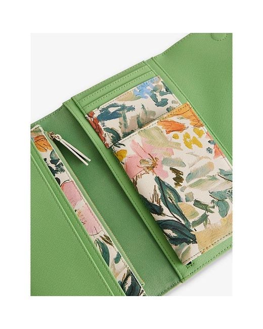 Ted Baker Green Lettaas Floral-print Faux-leather Travel Wallet
