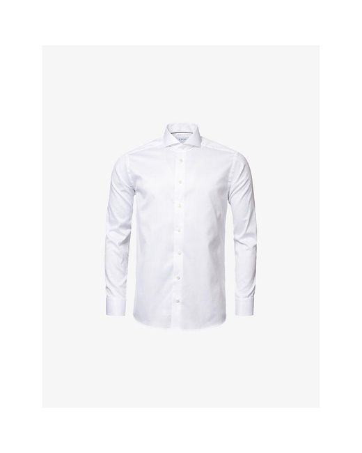Eton of Sweden White Extreme Cutaway-Collar Single-Cuff Slim-Fit Cotton-Twill Shirt for men