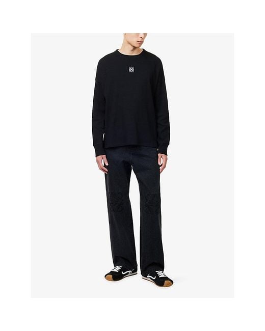 Loewe Blue Anagram-Embroidered Cotton T-Shirt for men