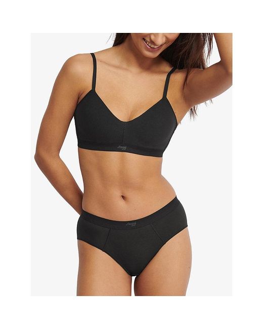 Sloggi Black Ever Ease Padded Non-Wired Cotton-Blend Bra