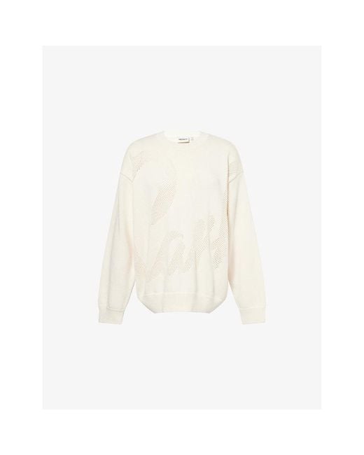 Carhartt White Perla Relaxed-Fit Cotton-Knit Jumper