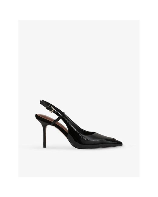 Reiss Black Leena Slingback Leather Court Shoes