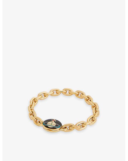 Vivienne Westwood Metallic Loelia Enamel-charm Brass Bracelet for men