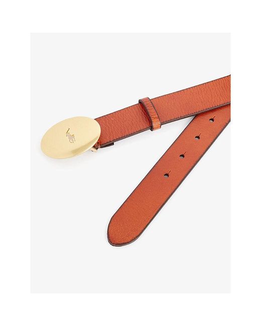 Polo Ralph Lauren Brown Oval-buckle Leather Belt