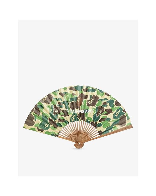 A Bathing Ape Green Folding Paper Fan for men