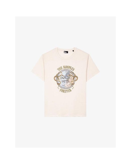 The Kooples White Branded-Print Short-Sleeved Cotton-Jersey T-Shirt