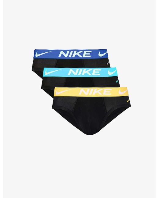 Nike Blue Logo-waistband Pack Of Three Stretch-jersey Briefs for men