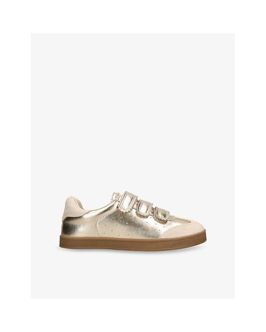 Steve Madden Natural Daybreak Metallic-Leather Low-Top Trainers