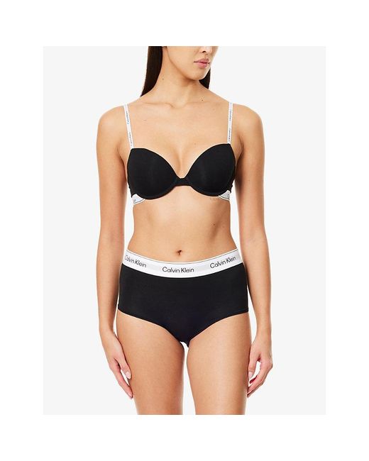 Calvin Klein Black Icon Demi Cotton-Modal Jersey T-Shirt Bra