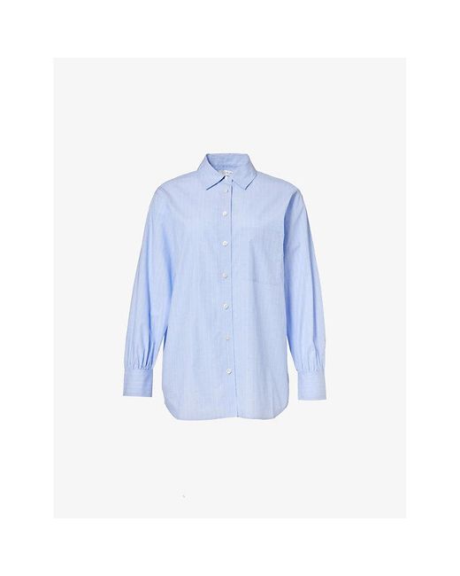 FRAME Blue Patch-pocket Cotton-poplin Shirt