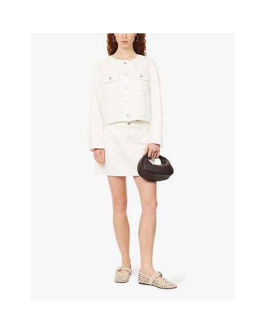 PAIGE White Bobbi Low-Rise Denim Mini Skirt