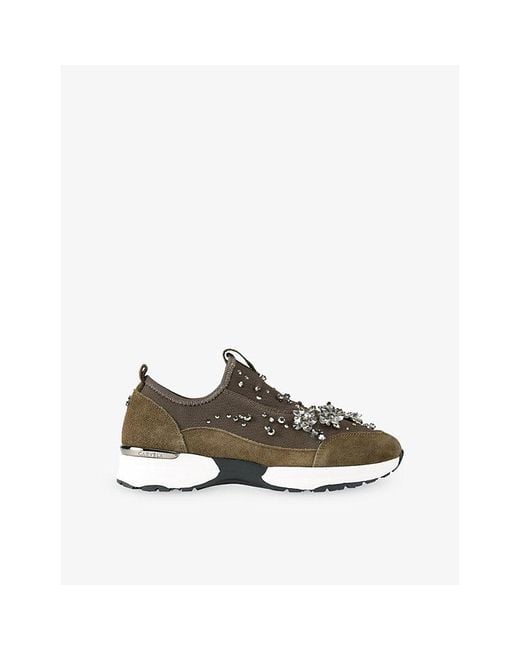 Carvela Kurt Geiger Green Tempo Jewel Slip-On Woven Trainers