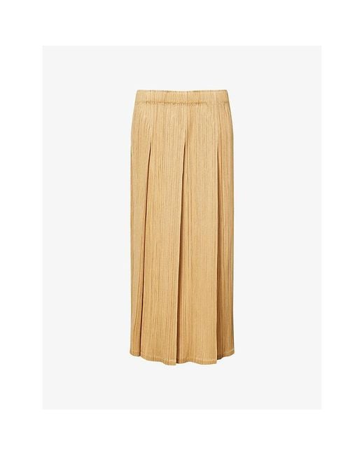 Pleats Please Issey Miyake Natural December Pleated Knit Midi Skirt