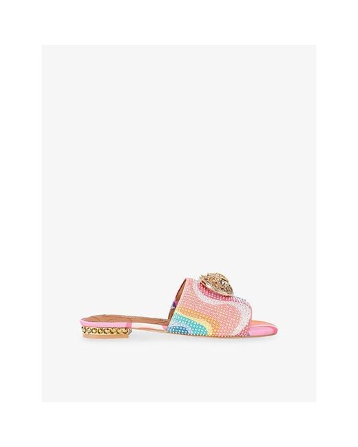 Kurt Geiger Pink Chelsea Flat Satin Sandals