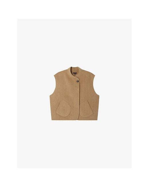 Soeur Natural Adeline Sleeveless Wool-Blend Jacket
