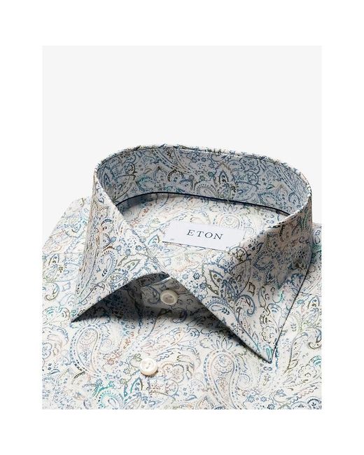 Eton of Sweden Gray Paisley-print Regular-fit Cotton-blend Shirt for men