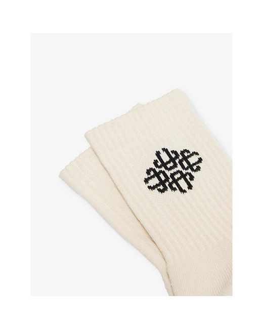 The Couture Club Natural Emblem Cotton-Blend Knitted Socks