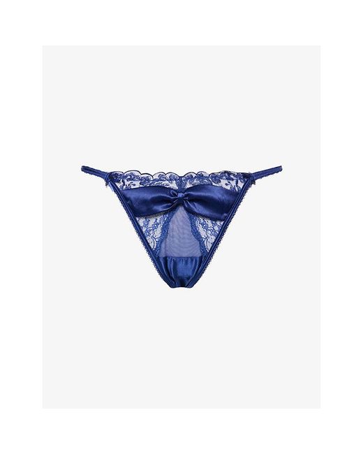 Lounge Underwear Blue Attract Lace Thong
