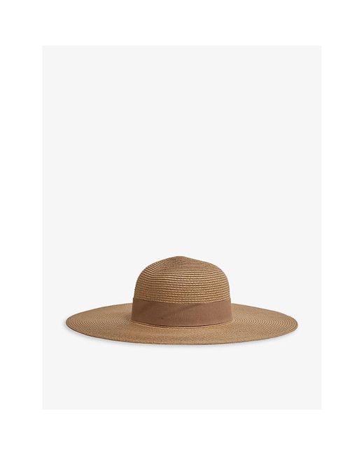 Reiss Brown Emma Wide-brim Raffia Hat