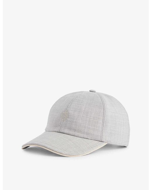 Eleventy White Brand-embroidered Wool-blend Cap for men